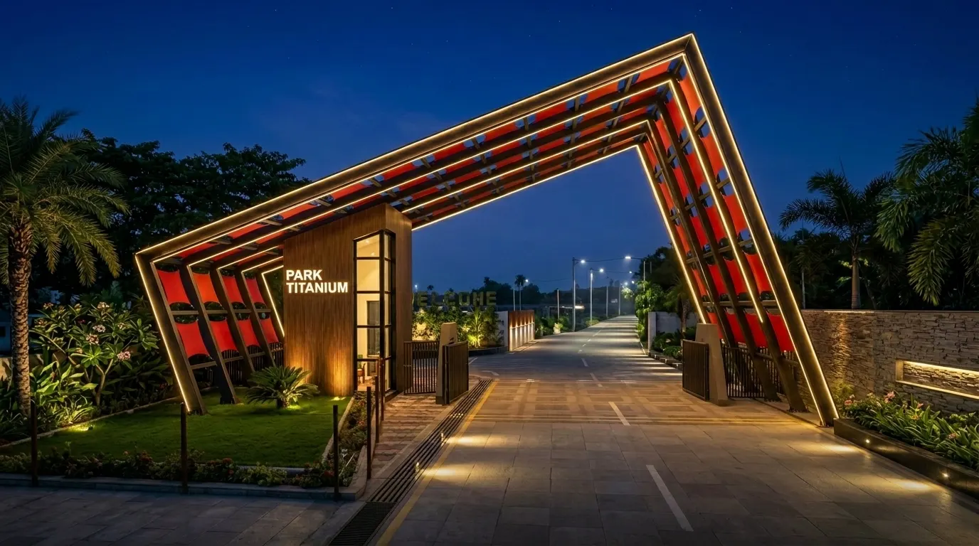 Colony entrance and landscaping
